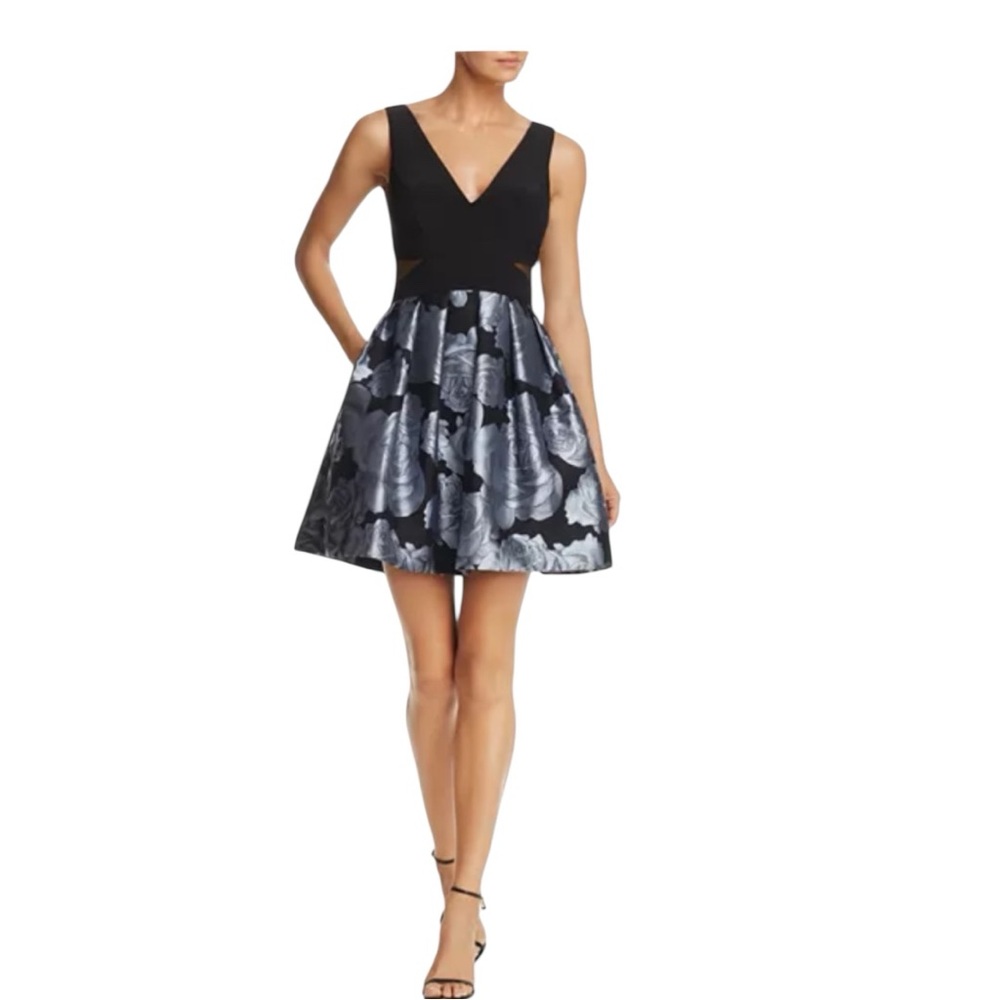 Aqua Floral Brocade Party Dress size 0 NWT VS-2 - Picture 5 of 5